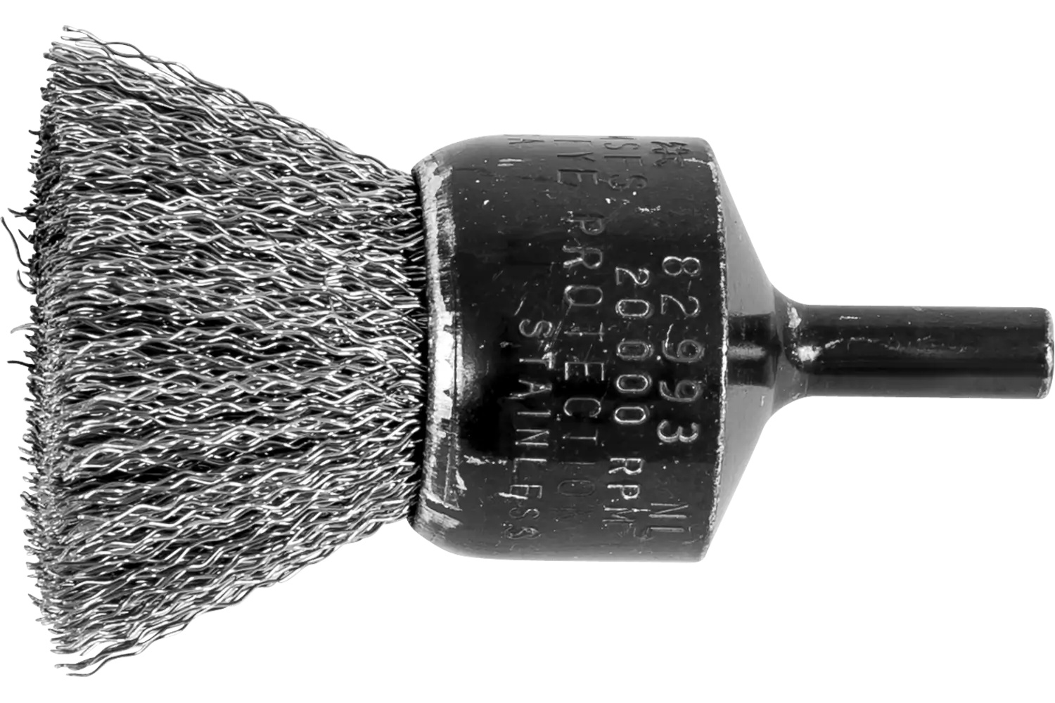 Picture of Pferd Crimped Wire End Brush 1" Dia. .010 Stainless Steel 1/4" Shank